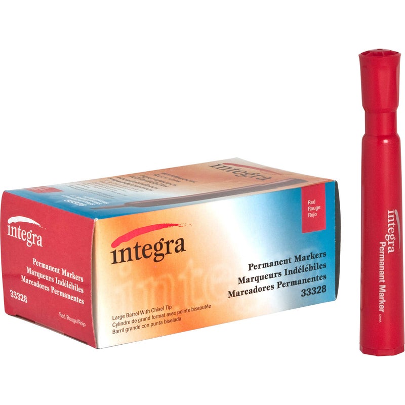 Integra Permanent Red Chisel Markers (Pack of 12) - Image 1